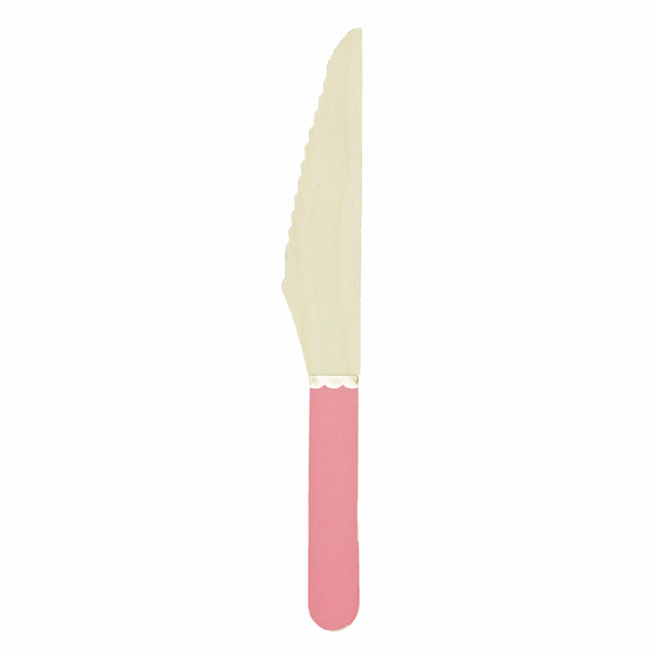 8 petits couteaux en bois rose et or,Farfouil en fÃªte,Couverts jetables