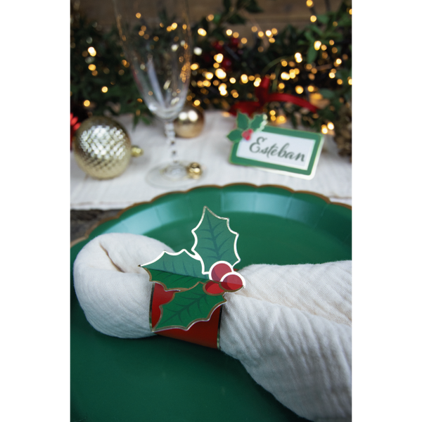 8 ronds de serviettes - Houx de Noël,Farfouil en fÃªte,Nappes, serviettes