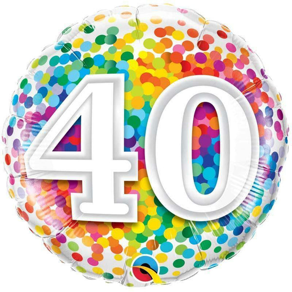 Ballon aluminium "40" confettis multicolores 46 cm 18" Qualatex®,Farfouil en fÃªte,Ballons