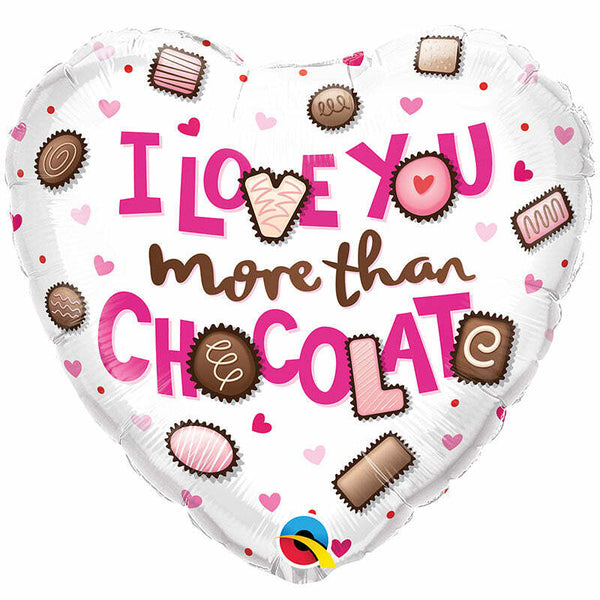 Ballon aluminium "I Love you more than chocolate" 18" 46 cm Qualatex®,Farfouil en fÃªte,Ballons