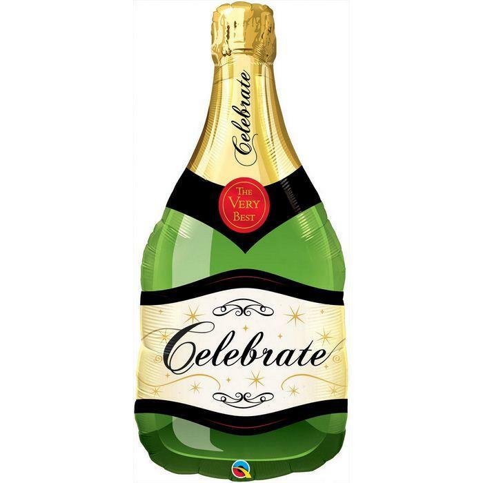 Ballon aluminium Bouteille de champagne verte "Celebrate" 99cm 39" Qualatex®,Farfouil en fÃªte,Ballons