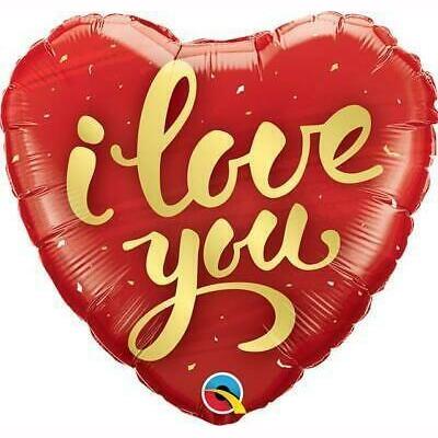 Ballon aluminium coeur "I love you" rouge et or 45 cm 18" Qualatex®,Farfouil en fÃªte,Ballons