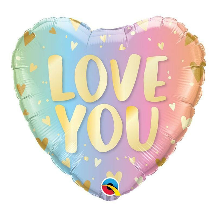 Ballon aluminium coeur "Love you" pastel ombré 45 cm 18" Qualatex®,Farfouil en fÃªte,Ballons