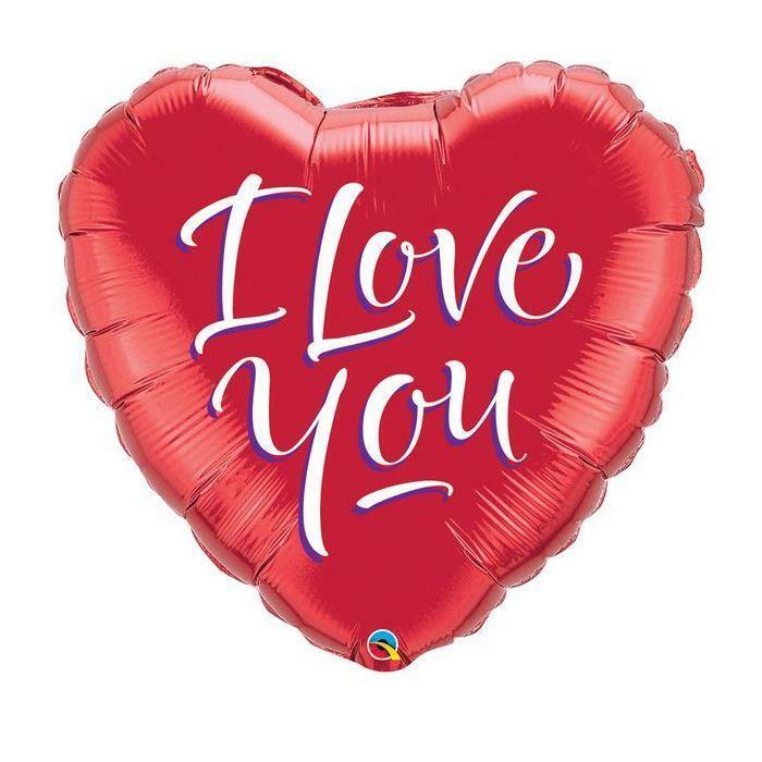 Ballon aluminium coeur rouge "I Love You" 46 cm 18" Qualatex®,Farfouil en fÃªte,Ballons