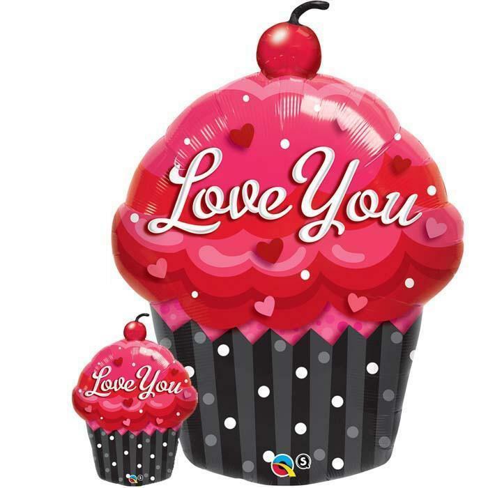 Ballon aluminium Cupcake "Love You" 89 cm 35" Qualatex®,Farfouil en fÃªte,Ballons