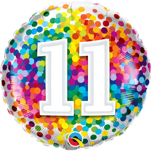 Ballon aluminium nombre 11 Rainbow confettis 18" 45 cm Qualatex®,Farfouil en fÃªte,Ballons