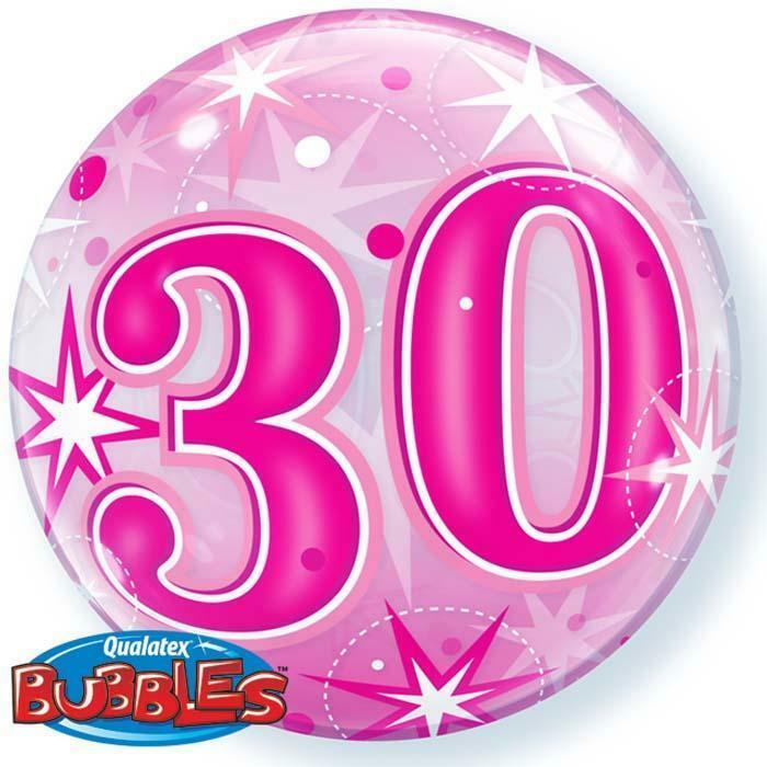 BALLON BUBBLE ETOILES ROSE "30" 56 CM 22" QUALATEX,Farfouil en fÃªte,Ballons