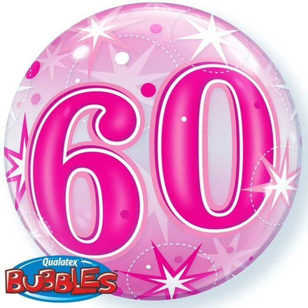 BALLON BUBBLE ETOILES ROSE "60" 56 CM 22" QUALATEX,Farfouil en fÃªte,Ballons