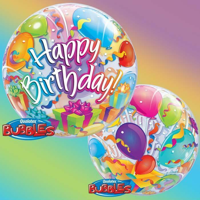 BALLON BUBBLE FÊTE SURPRISE "HAPPY BIRTHDAY" 56 CM 22" QUALATEX,Farfouil en fÃªte,Ballons