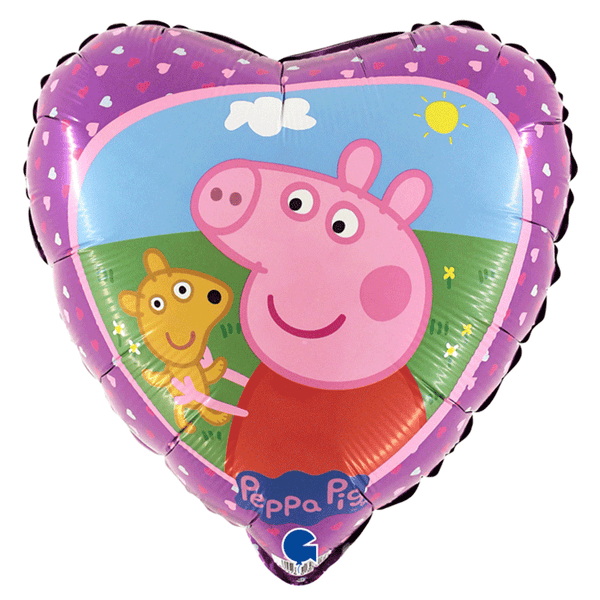 Ballon coeur en aluminium Peppa Pig™ et Teddy 18" 45 cm Grabo Balloons®,Farfouil en fÃªte,Ballons