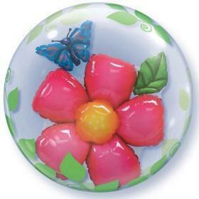 Ballon double bubble fleurs et papillon 24" 61 cm Qualatex®,Farfouil en fÃªte,Ballons