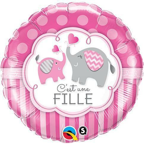 Ballon en aluminium "C'est une fille" éléphants 45cm 18" Qualatex®,Farfouil en fÃªte,Ballons