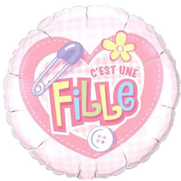 Ballon en aluminium "C'est une fille" rose 45cm 18" Qualatex®,Farfouil en fÃªte,Ballons