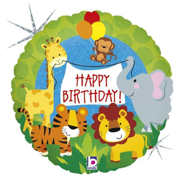 Ballon en aluminium Animaux de la jungle Happy Birthday 45 cm 18" Grabo Balloons®,Farfouil en fÃªte,Ballons