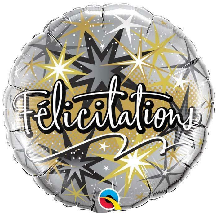 Ballon en aluminium argent "Félicitation" 45 cm 18" Qualatex®,Farfouil en fÃªte,Ballons