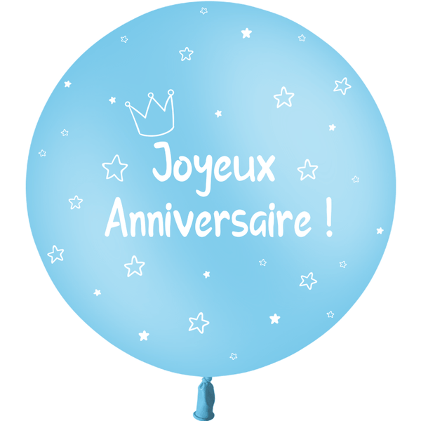 Ballon en latex "Joyeux anniversaire" Kids étoiles 2' 60 cm - Bleu,Farfouil en fÃªte,Ballons