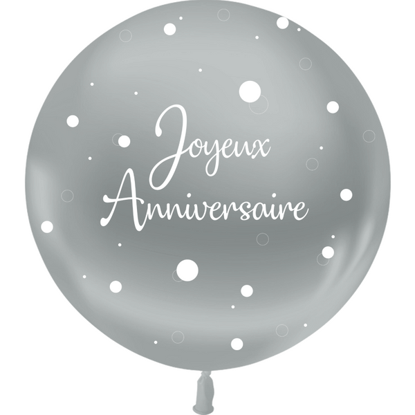 Ballon en latex "Joyeux anniversaire" pois et confettis 2' 60 cm - Argent,Farfouil en fÃªte,Ballons