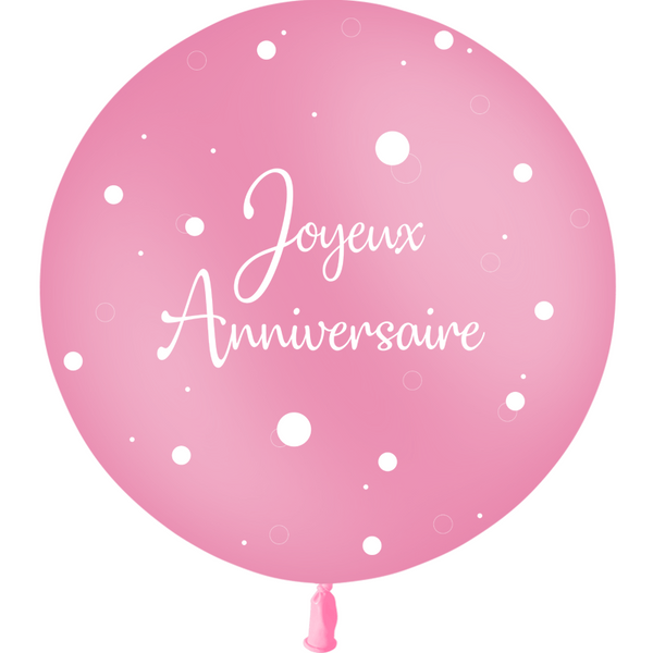Ballon en latex "Joyeux anniversaire" pois et confettis 2' 60 cm - Rose,Farfouil en fÃªte,Ballons