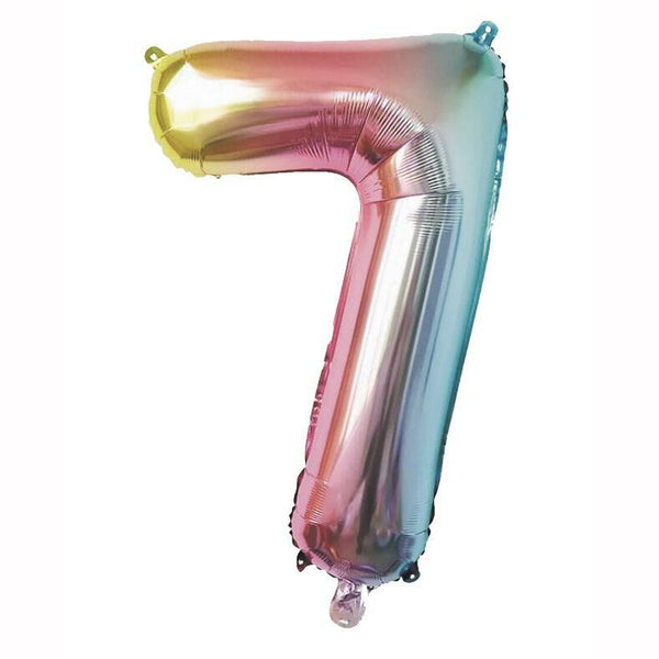 Ballon multicolore aluminium chiffre 7 36 cm