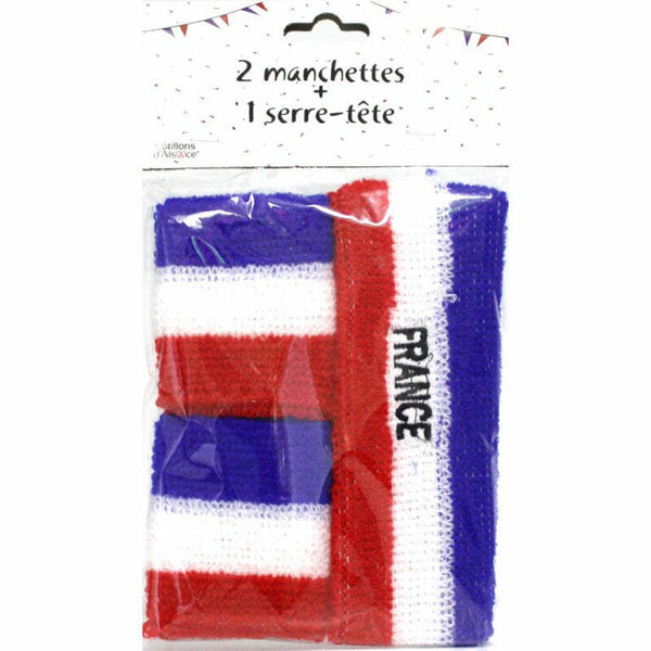 Bandeau + 2 manchettes éponges tricolores France,Farfouil en fÃªte,Accessoires de déguisement