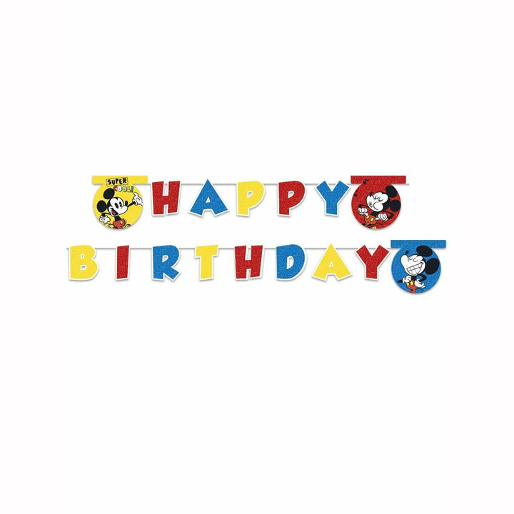 Banderole Happy Birthday Mickey™ Super Cool 2 mètres,Farfouil en fÃªte,Guirlandes, fanions et bannières
