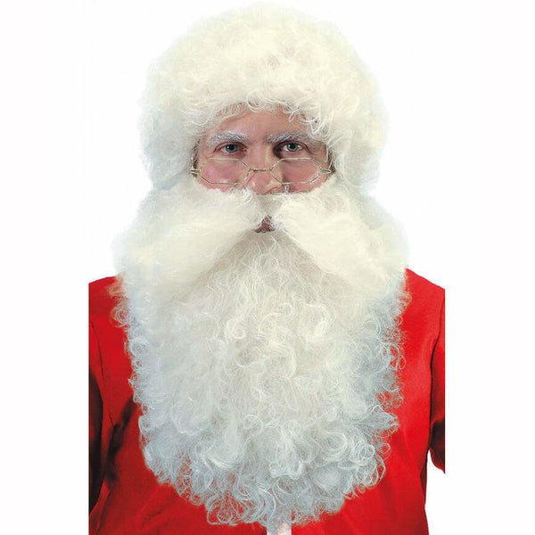 Barbe et perruque frisée de Père Noël ivoire 40 cm,Farfouil en fÃªte,Perruque