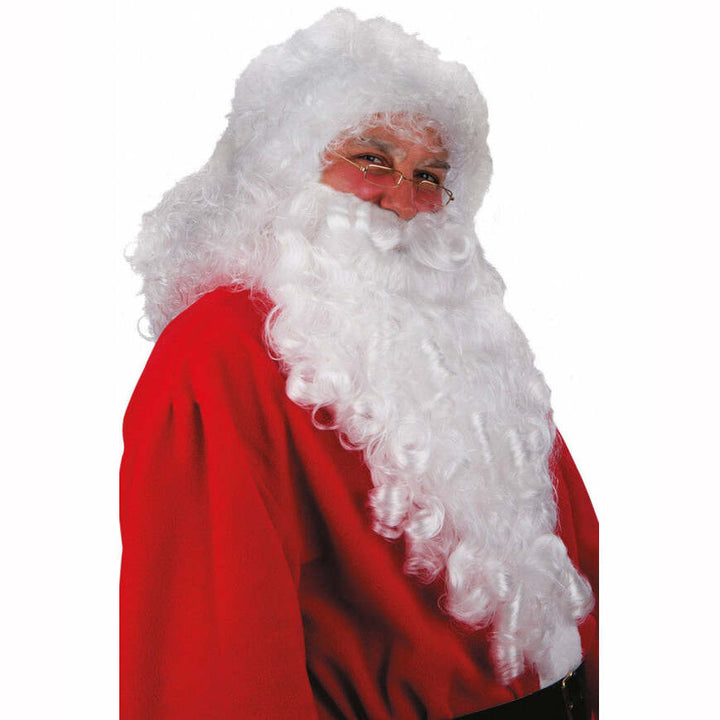 Barbe et perruque luxe de Père Noël blanc 50 cm,Farfouil en fÃªte,Perruque