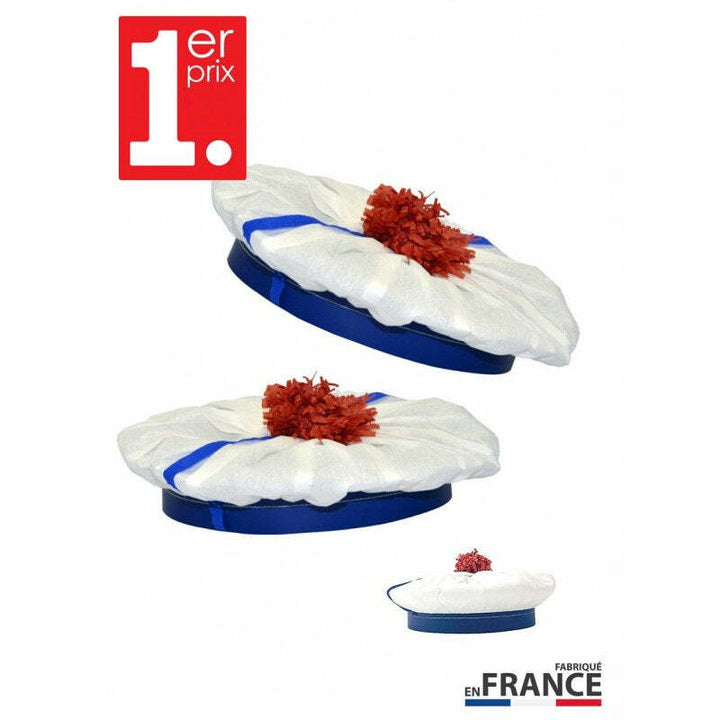 Béret de marin enfant en crépon - Blanc à pompon rouge,Farfouil en fÃªte,Chapeaux