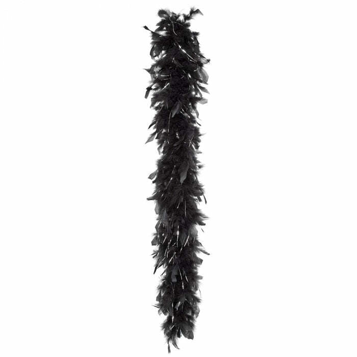 Boa luxe en plumes Noir et argent 1,80m 50 grs,Farfouil en fÃªte,Boas et plumes