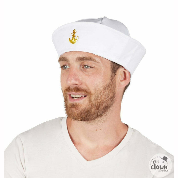 Bob / calot de marin blanc avec ancre dorée,Farfouil en fÃªte,Chapeaux