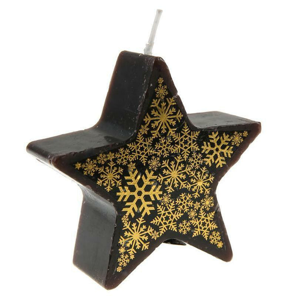 Bougie étoile et flocons noir 7 x 7 cm,Farfouil en fÃªte,Bougies, bougeoirs, photophores