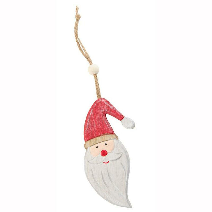 Boule de sapin en bois tête du Père Noël 12 cm,Farfouil en fÃªte,Pompons, suspensions