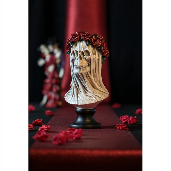 Buste squelette luxe en résine avec couronne de fleurs 17.5 x 35.5 cm,Farfouil en fÃªte,Décorations