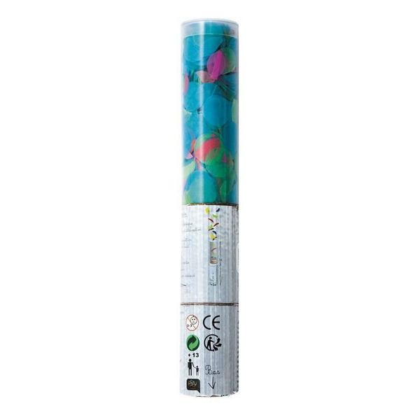 Canon à confettis tube transparent 25 cm - ronds multicolores,Farfouil en fÃªte,Cotillons, serpentins, sans gênes, confettis