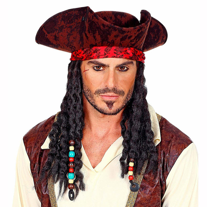 Chapeau adulte de pirate avec bandana et dreadlocks,Farfouil en fÃªte,