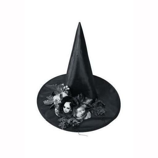 Chapeau adulte de sorcière avec tête et décorations,Farfouil en fÃªte,Chapeaux