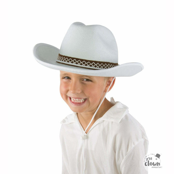 Chapeau cow-boy enfant blanc avec cordon,Farfouil en fÃªte,Chapeaux