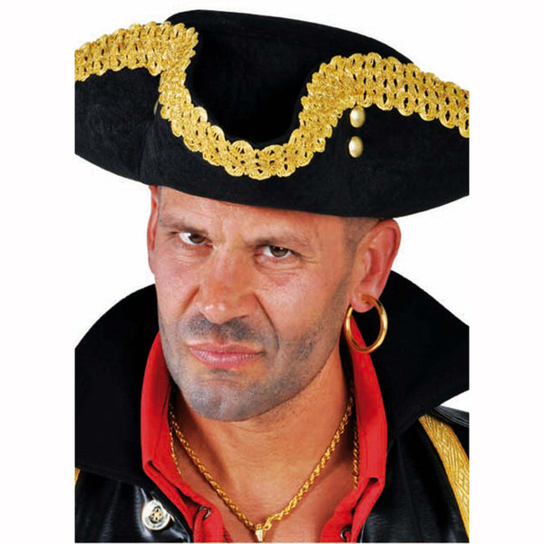 Chapeau luxe adulte tricorne Capitaine Hook noir et or,Taille 1,Farfouil en fÃªte,Chapeaux