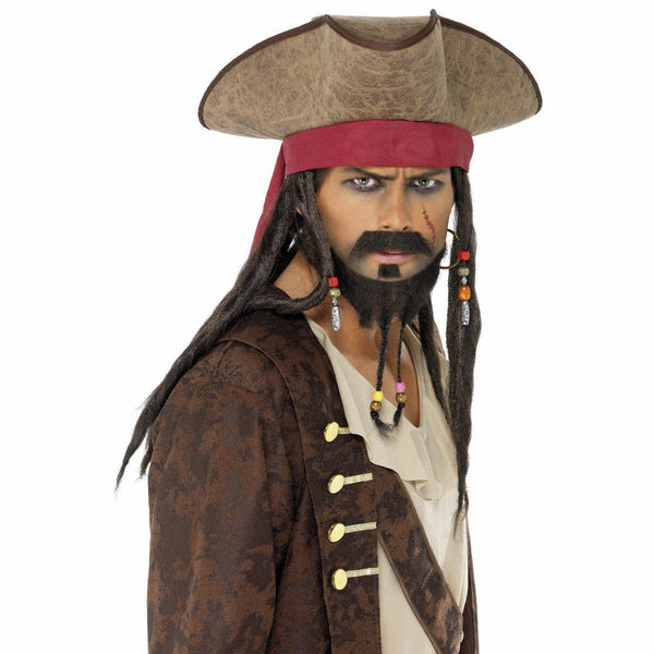 Chapeau de pirate marron avec dreadlocks,Farfouil en fÃªte,Chapeaux