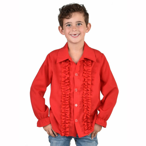 Chemise disco enfant avec ruches - Rouge,128/140 cm,Farfouil en fÃªte,Déguisements