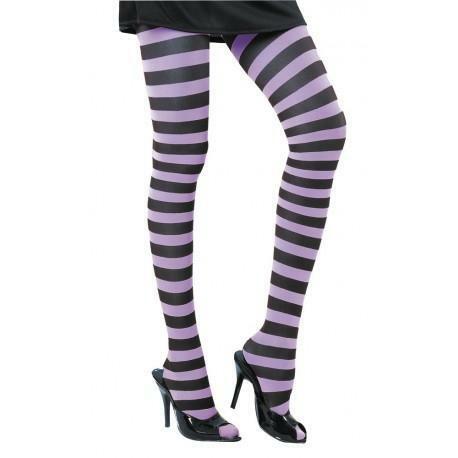 Collants adultes rayés noir/violet 1er prix,Farfouil en fÃªte,Collants, bas, chaussettes, guêtres
