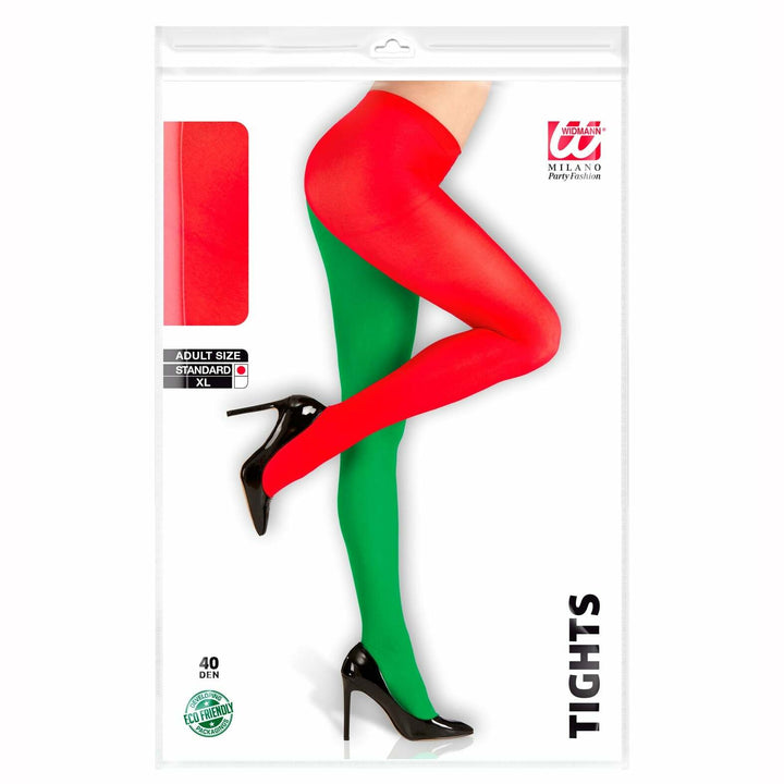 Collants bicolores vert et rouge semi-opaques 40 deniers,Farfouil en fÃªte,Collants, bas, chaussettes, guêtres