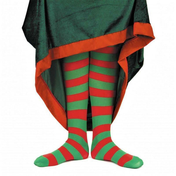 Collants rayés de lutin vert et rouge,Farfouil en fÃªte,Collants, bas, chaussettes, guêtres