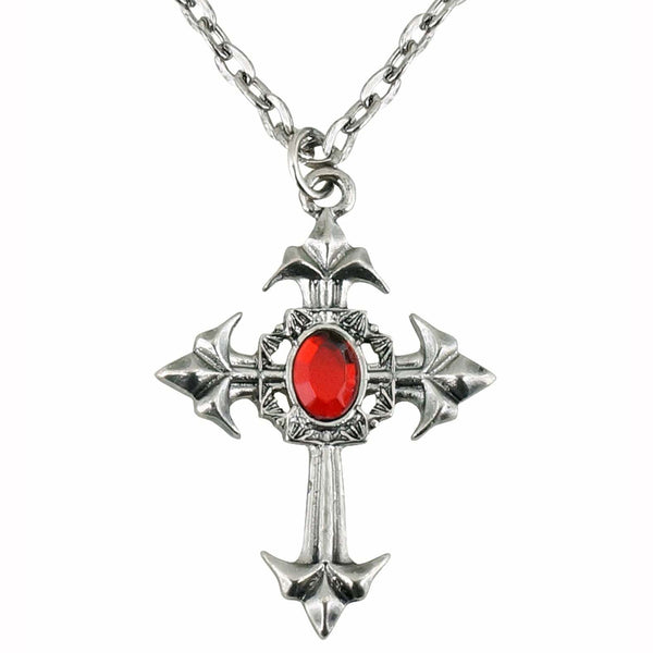 Collier à croix gothique avec gemme rouge,Farfouil en fÃªte,Bijoux
