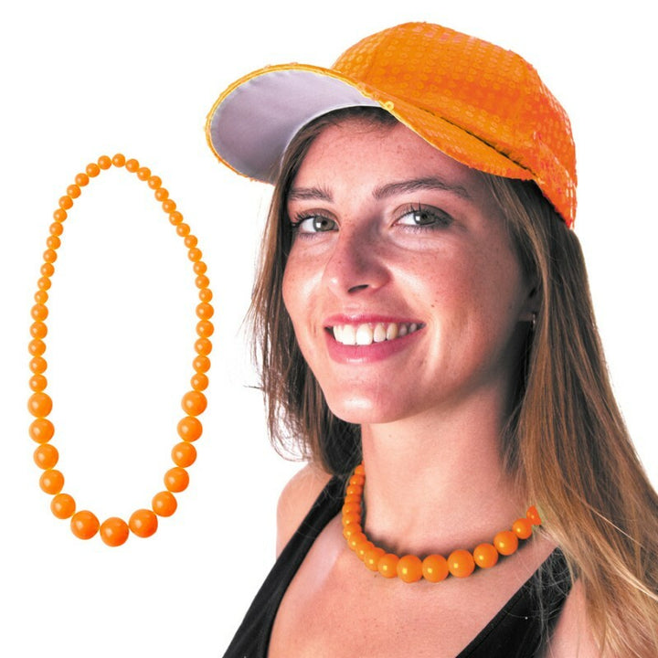 Collier court à perles orange fluo,Farfouil en fÃªte,Bijoux