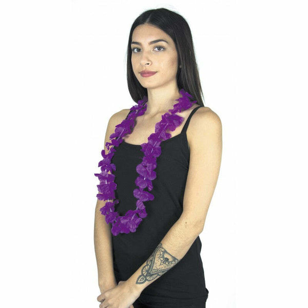 Collier hawaïen en tissu violet uni,Farfouil en fÃªte,Bijoux