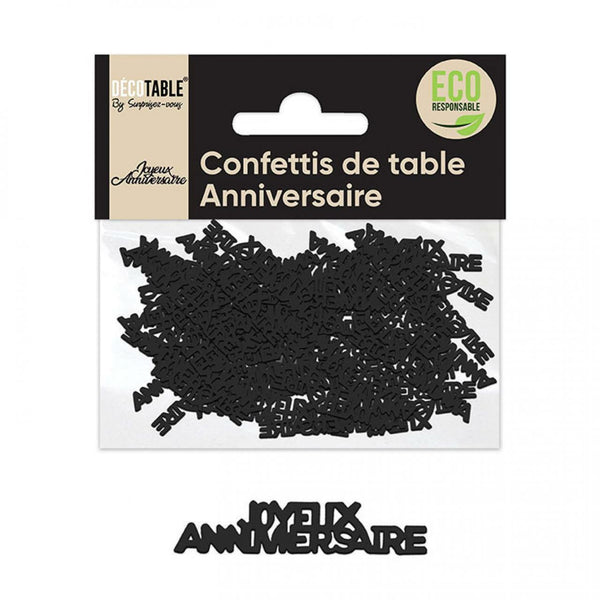 Confettis de table en papier Joyeux Anniversaire Noir Pur,Farfouil en fÃªte,A definir