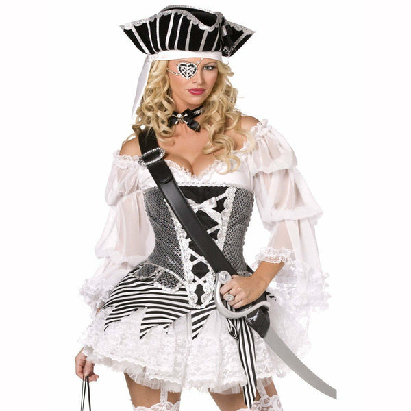 Costume femme fever pirate noir et blanc,S,Farfouil en fÃªte,Déguisements