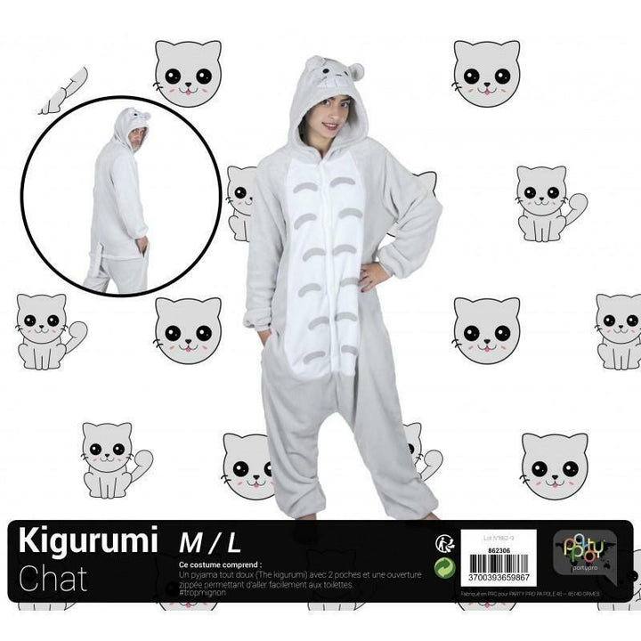 Costume kigurumi adulte chat gris kawaï,Farfouil en fÃªte,Déguisements