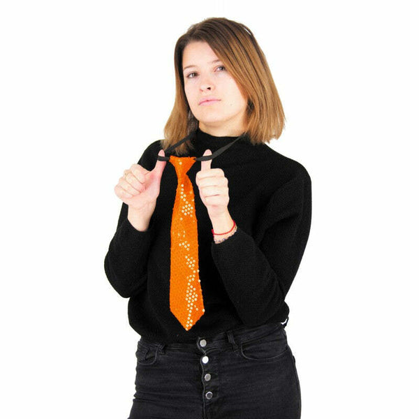 Cravate néon à sequins - Orange,Farfouil en fÃªte,Cravates, Noeuds papillons